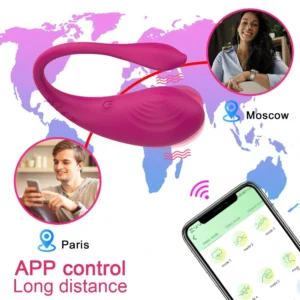 app remote control wearable vibrator | 9 vibration modes + long distance control | quiet design + safety silicone | wear it outside for powerful stimulation