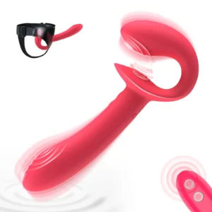 strap on dual vibrator for couples | 10 modes + remote control | adjustable harness + soft leather | ipx7 waterproof | simultaneous pleasure for lesbians & couples